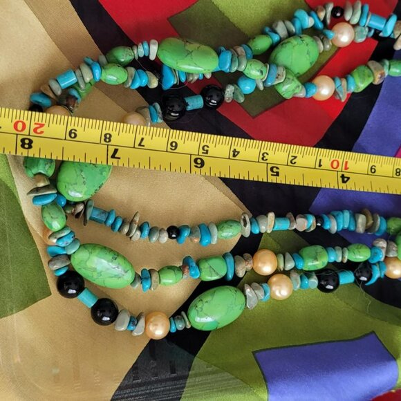 Jay King 3 Strand Lime Turquoise Necklace - Picture 2 of 4